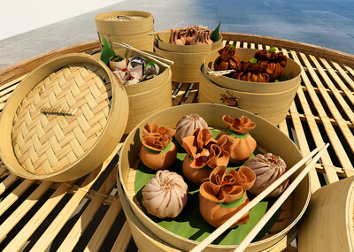 包子饺子蒸笼中国传统美食小吃包子饺子蒸饺窝窝头手工面食