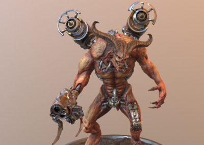 次时代 pbr 恶魔 改造 战士 生化 _xaa1108作品_人物异形怪物_cg模型