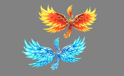 凤凰翅膀 火鸟 冰鸟 阴阳属性 火凤凰 冰凤凰 神鸟 烈焰 寒冰 水火两