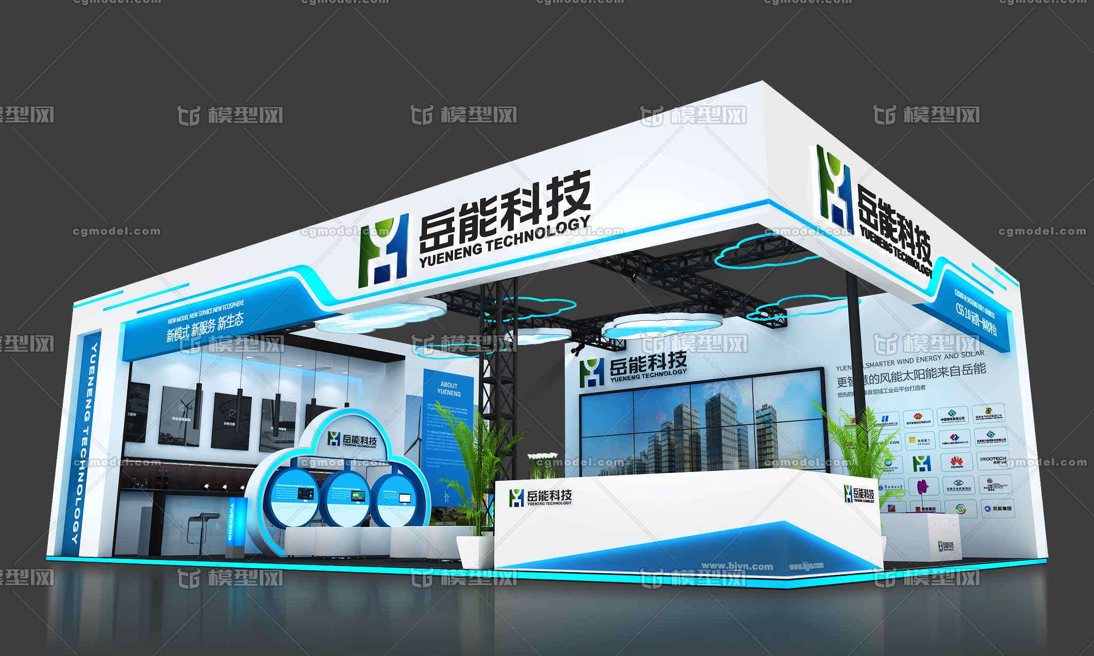 10mx15m超级好现代科技展台_涂设计作品_展台电子电力_cg模型网