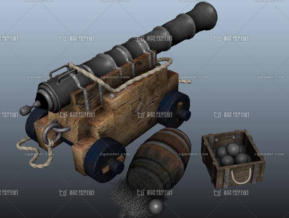 次世代 老式火炮大炮加农炮 ,清朝大炮,炮弹,火药桶,弹药箱