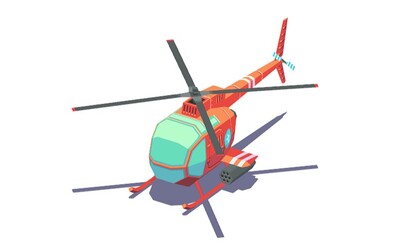 卡通直升机 像素直升机飞机 像素小飞机 卡通飞机 卡通小飞机 低聚