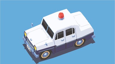 卡通警车 可爱警车 像素警车 警车 低聚警车 低面警车