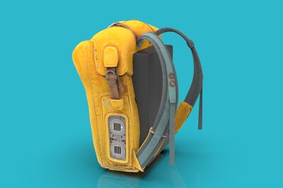 次世代 pbr 帆布背包 科幻书包 双肩包 户外装备 游戏道具