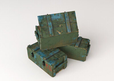 pbr 次世代游戏写实的军用弹药箱模型 2k贴图