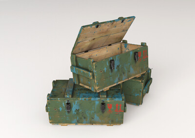 pbr 次世代游戏写实的军用弹药箱模型 2k贴图