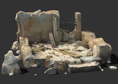 房屋废墟,废地_qq123qq作品_场景场景部件场景场景部件_cg模型网