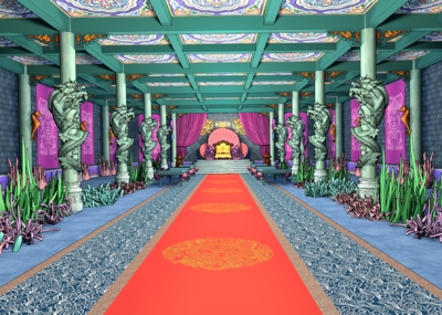游戏场景 漫画场景 卡通场景 中式场景 古建 中式房间 皇宫 大殿 宫殿