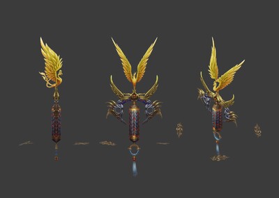 金凤 火凤 凤凰 流苏 灯笼 法宝 法器_叫我大饼哥哥作品_武器冷兵器