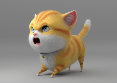 卡通猫咪【带绑定】_3dcartoon作品_动物哺乳_cg模型网