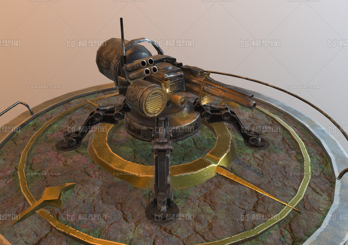 次时代 pbr 机枪 蒸汽 朋克 火炮 炮台 塔台