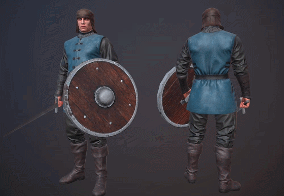 pbr 西方 盾牌兵【带动画】次世代  中世纪士兵 solider 战士 守卫