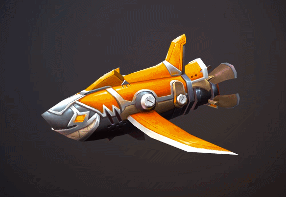 卡通  手绘机械鲨鱼导弹【带动画】仿生潜艇  卡通潜艇