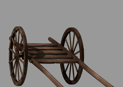 勒勒车 木车 蒙古木车 木头车 草原木车模型-畜力车模型库-maya(.ma/.