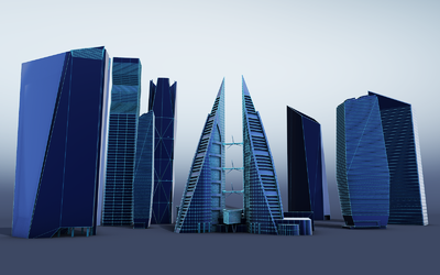 一组科技感的大楼,科技大楼,现代科技楼房,cbd科技大楼,蓝色科幻大楼