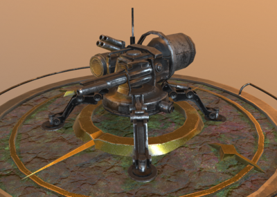 次时代 pbr 机枪 蒸汽 朋克 火炮 炮台 塔台