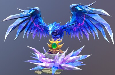 手绘 水晶凤凰体 凤凰晶体  蓝凤凰 雕塑 不死鸟 水晶雕塑