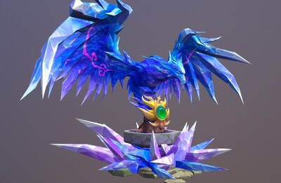 手绘 水晶凤凰体 凤凰晶体  蓝凤凰 雕塑 不死鸟 水晶雕塑