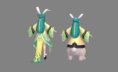 古代 玉兔精 进化人形 不完全体 兔子精 兔女郎 兔妖 兔怪 白兔子