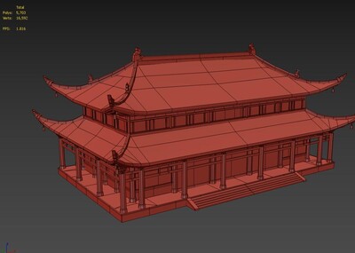 PBR次世代 中式建筑模型-历史建筑模型库-OBJ(.obj/.mtl)模型下载-cg模型网