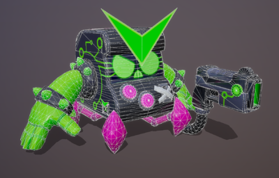 q版 卡通 手绘 可爱 科幻机甲 蜘蛛机器人 机甲兵 机械战士 太空装甲