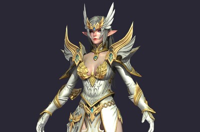 卡通 精灵美女骑士 女战士 弓箭_小雪梅梅作品_人物女人_cg模型网