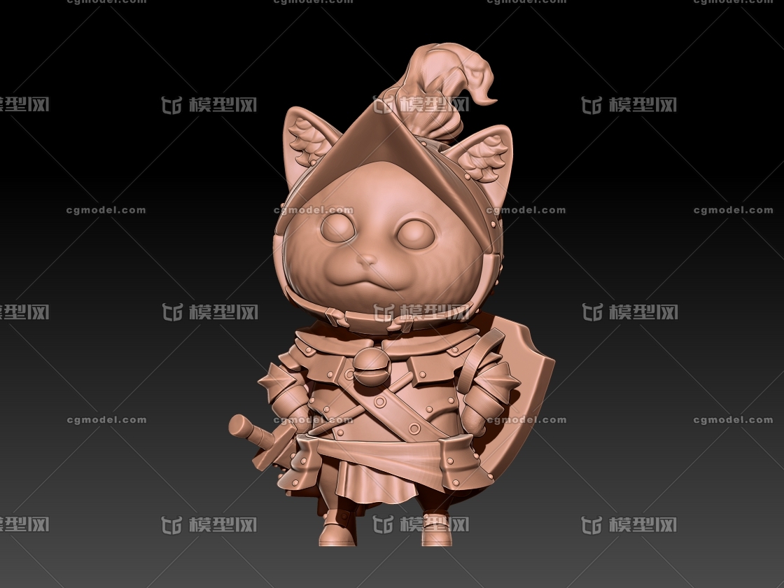 Q版猫武士模型-哺乳模型库-Zbrush(.ztl/.zbp)模型下载-cg模型网