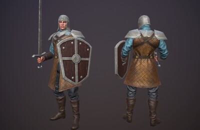 pbr 西方 盾牌兵02【带动画】次世代 中世纪士兵 solider 战士 守卫