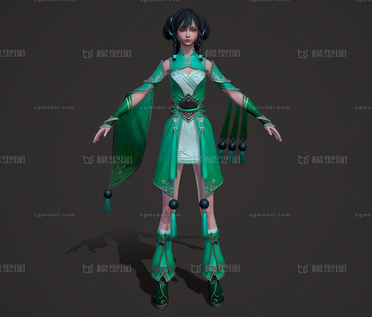 次世代PBR 汉服美女模型-女人模型库-3ds Max(.max)模型下载-cg模型网