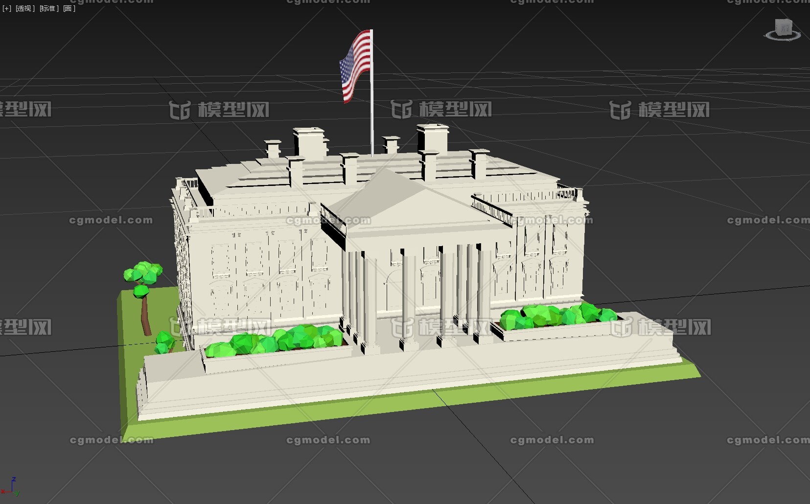 美国白宫模型 简模 max格式  lowpoly