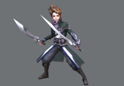 卡通双刀男孩【13组动画】二次元 q版 男角色