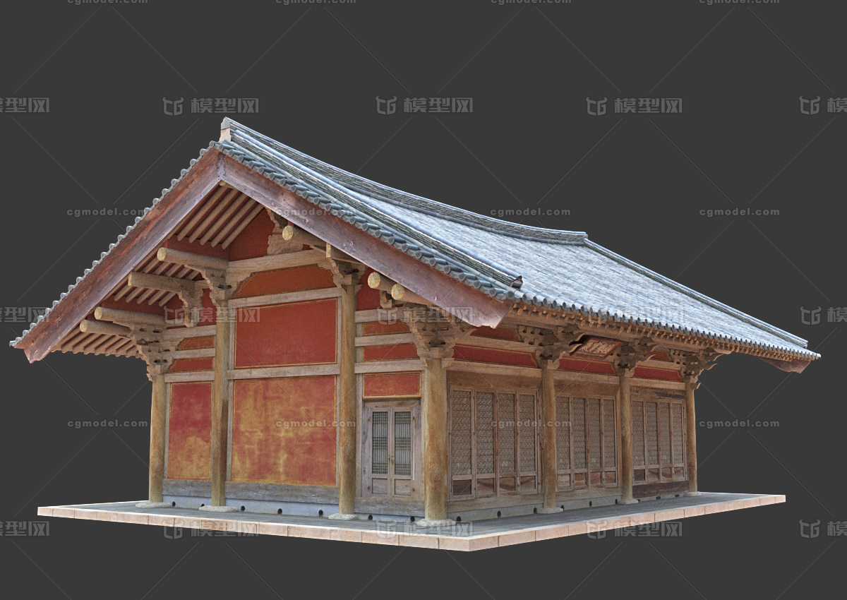 PBR次世代 古代禅房模型-历史建筑模型库-OBJ(.obj/.mtl)模型下载-cg模型网