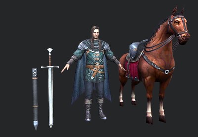 手绘 西方中世纪 游侠【13组动画】魔戒 骑兵   knight