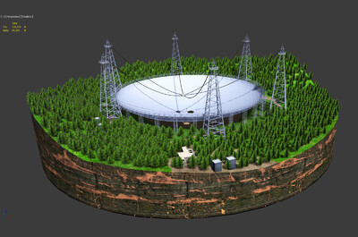 天眼 fast 500 射电望远镜 中国贵州 平塘 vr ar模型 馈源支撑系统