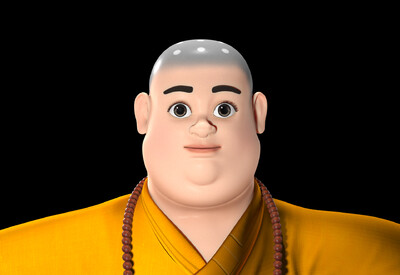 卡通和尚  和尚 小和尚  胖子 大师 僧人 卡通人物