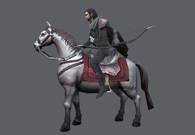 手绘 西方游侠 弓箭手 archer【13组动画】中世纪 骑兵