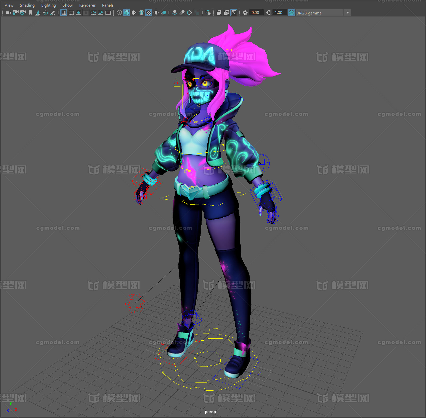Akali Base Model Akali full模型-女人模型库-Maya(.ma/.mb)模型下载-cg模型网