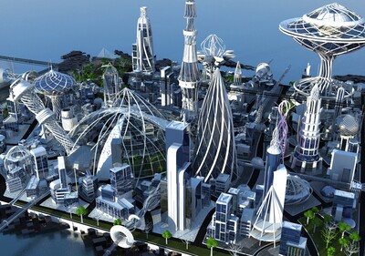 未来城市 未来城市,科幻城市,海上都市,高科技管道