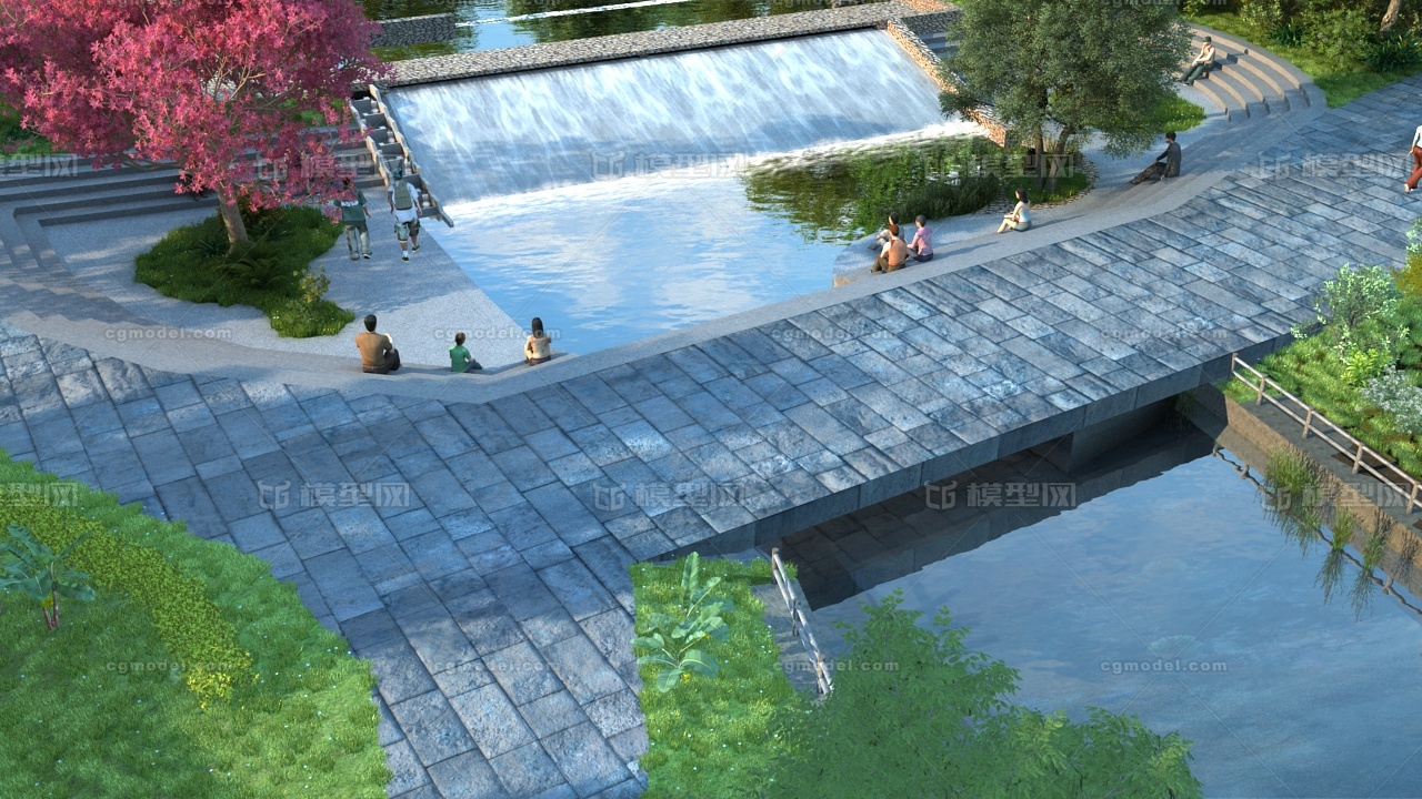 点个赞呗跌水景观,景观小广场,跌水使用贴图序列帧做的,效果基本满足