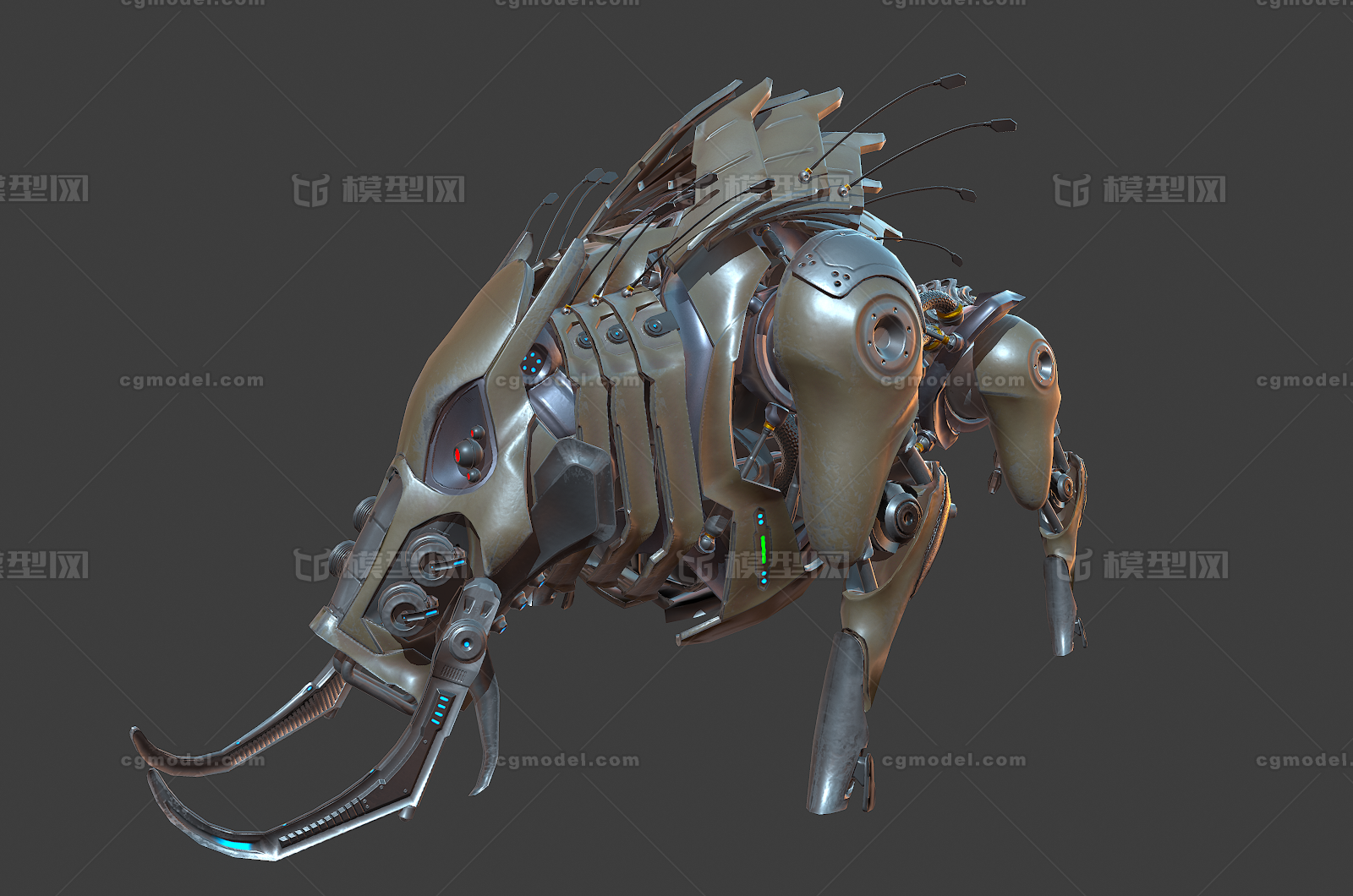 078 pbr次世代 机械野猪 动物 机甲 战士 机器人 科幻 赛博朋克 未来