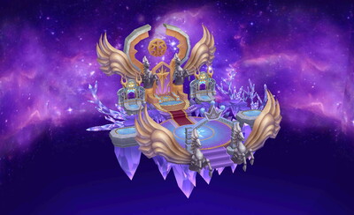 手绘 卡通 天宫 神庙 十二星座圣殿 圣域 天马座 水晶宫 王座 魔幻