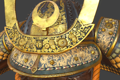 pbr次世代 日本面盔 武士头盔 盔甲 将军 日式铠甲 大铠 甲胄 面具