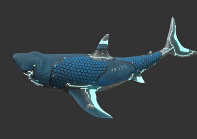 pbr次世代 科幻鲨鱼 机械鲨鱼 机器人 机械动物 机器动物 海洋动物