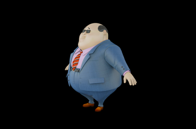 lowpoly西装胖子 老板 西装男性 资本家 墨镜男 胖子 q版 低面