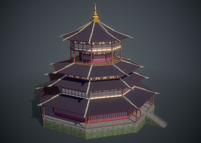 次世代 古代阁楼 中式建筑 藏经阁 古建 古城 宫殿 城隍庙 塔楼 祠堂