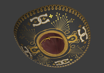 pbr次世代 中世纪宽边帽 女性帽子 贵妇帽 贵族帽子 金边帽子 西方