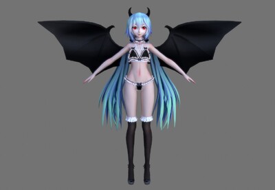 二次元 万圣节 蝙蝠女妖 miku halloween  初音女妖精   漫画少女