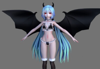 二次元 万圣节 蝙蝠女妖 miku halloween  初音女妖精   漫画少女
