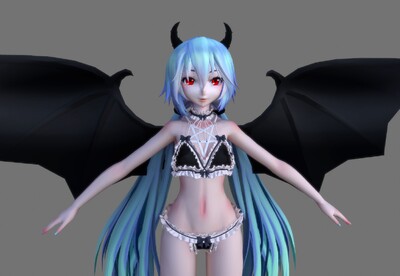 二次元 万圣节 蝙蝠女妖 miku halloween  初音女妖精   漫画少女
