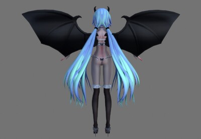 二次元 万圣节 蝙蝠女妖 miku halloween  初音女妖精   漫画少女